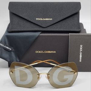 DOLCE & GABBANA Lucia Brown/Gold Logo Butterfly Sunglasses
